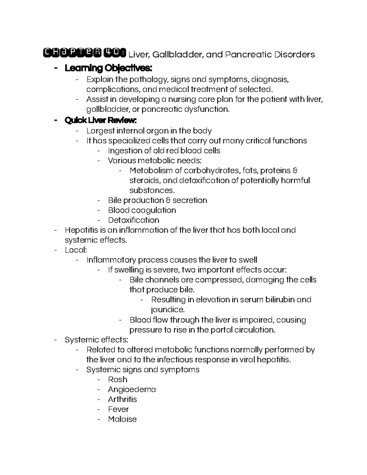 Med Surg Exam 5 Study Guide: Liver, Gallbladder & Pancreatic Disorders ...