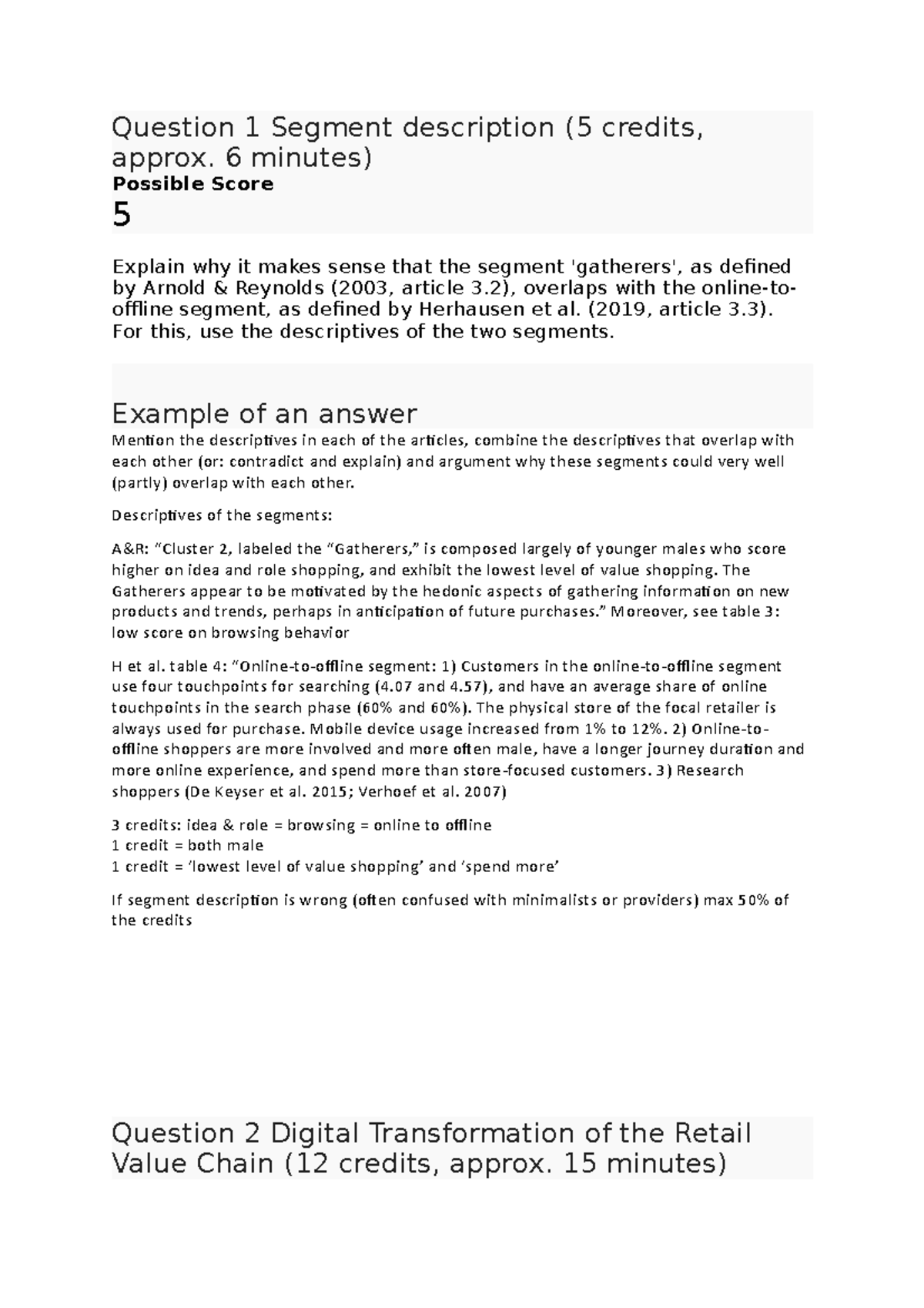 Retail Exam - Past Exam with Answers (Course Code: RET101) - Studeersnel