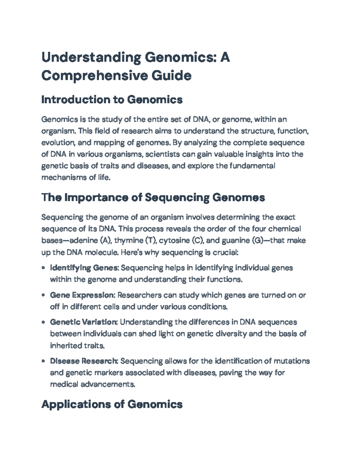 Understanding Genomics: Structure, Function & Applications in DNA ...