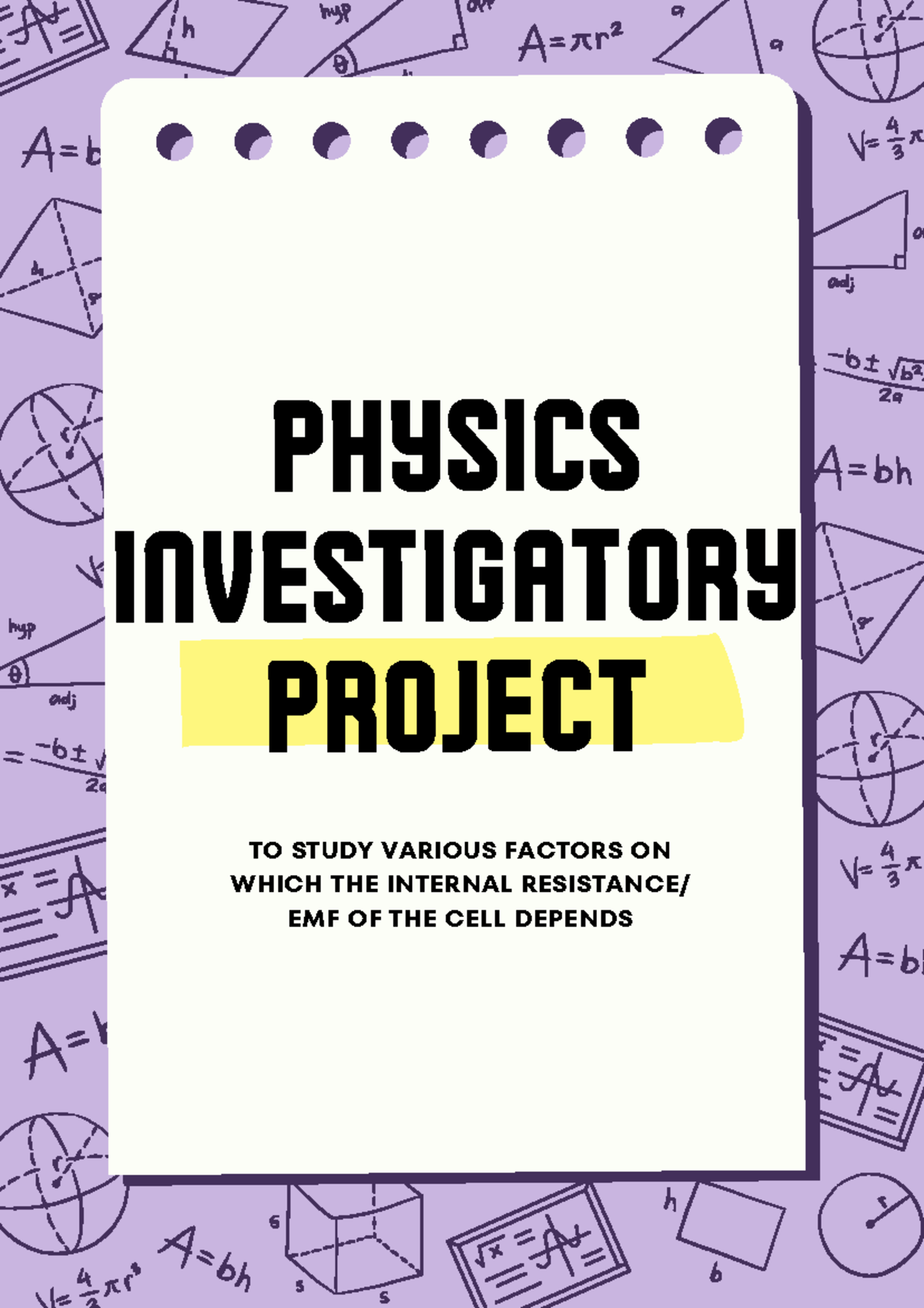 Physics Investigatory Project - PHYSICS INVESTIGATORY project TO STUDY ...