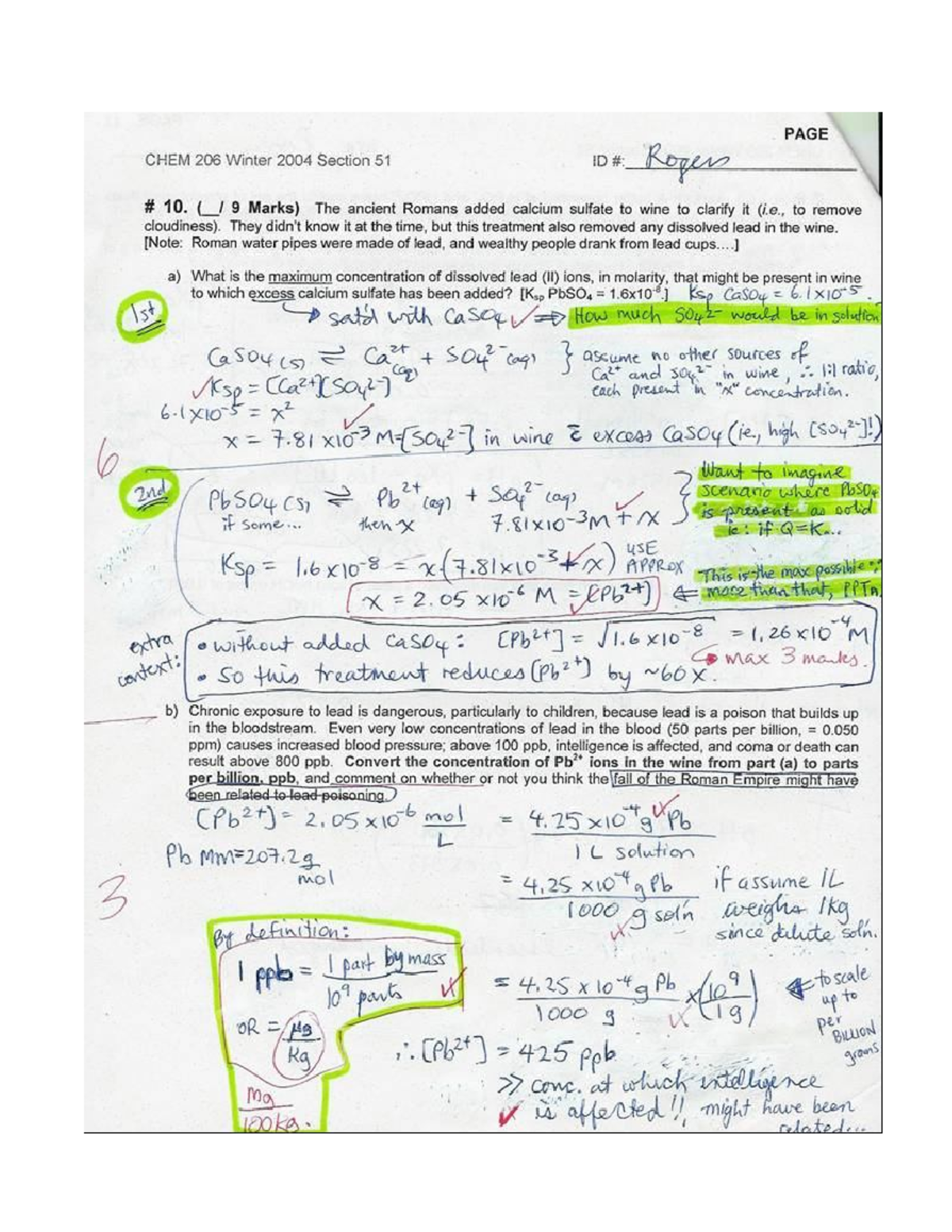 206 CHEM 206 W04 Final Exam Solutions: Lead in Wine Analysis - Studocu
