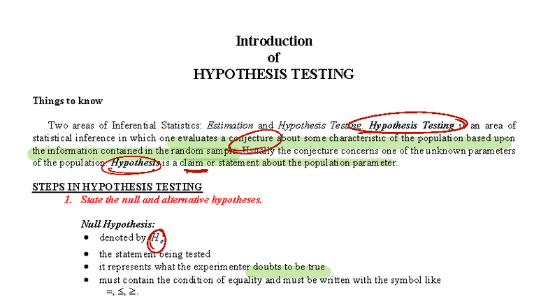 Stat 23: Introduction to Hypothesis Testing and Key Concepts - Studocu