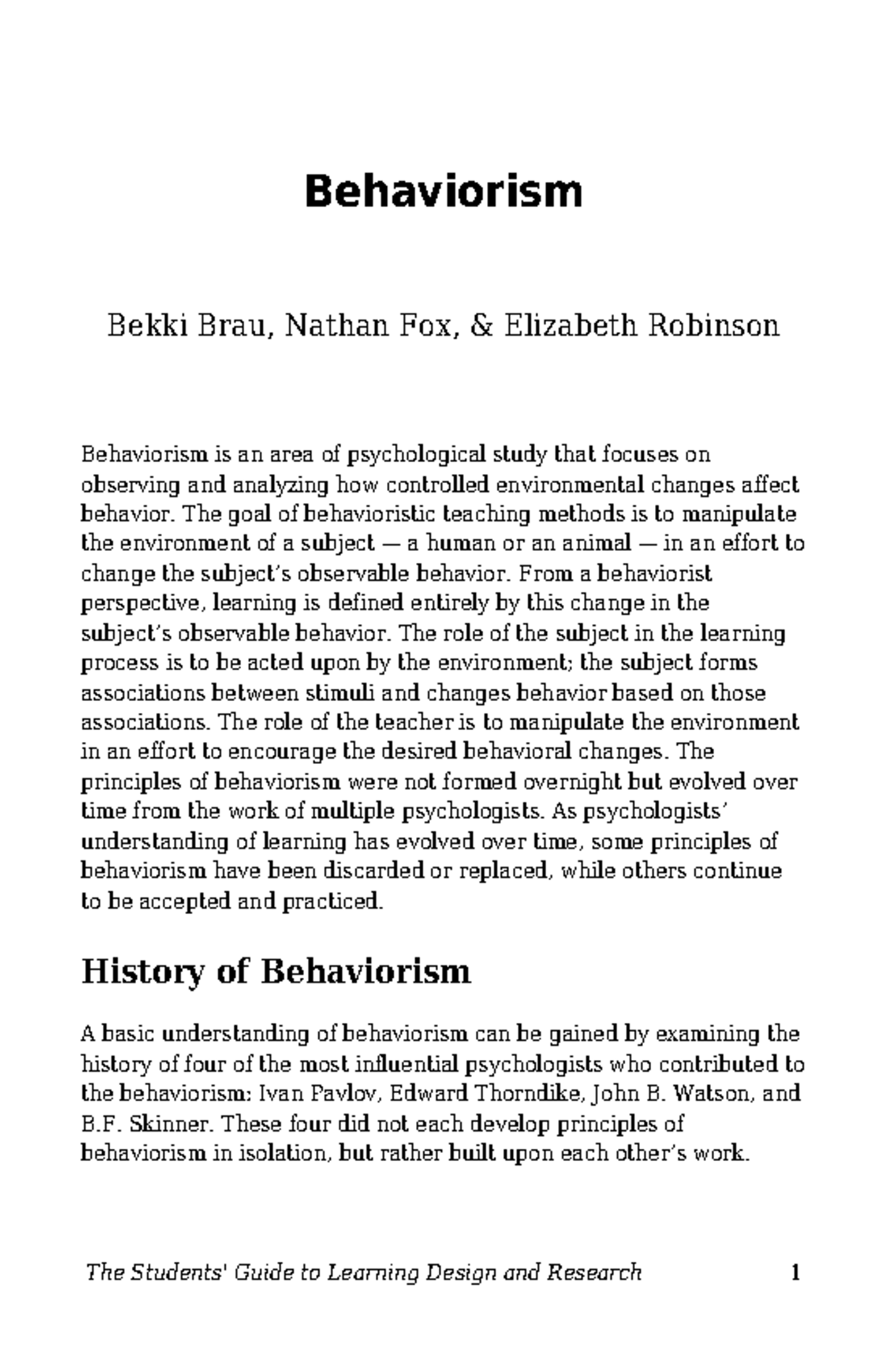 Behaviorism Overview: Foundations and Key Psychologists (PSY-101) - Studocu