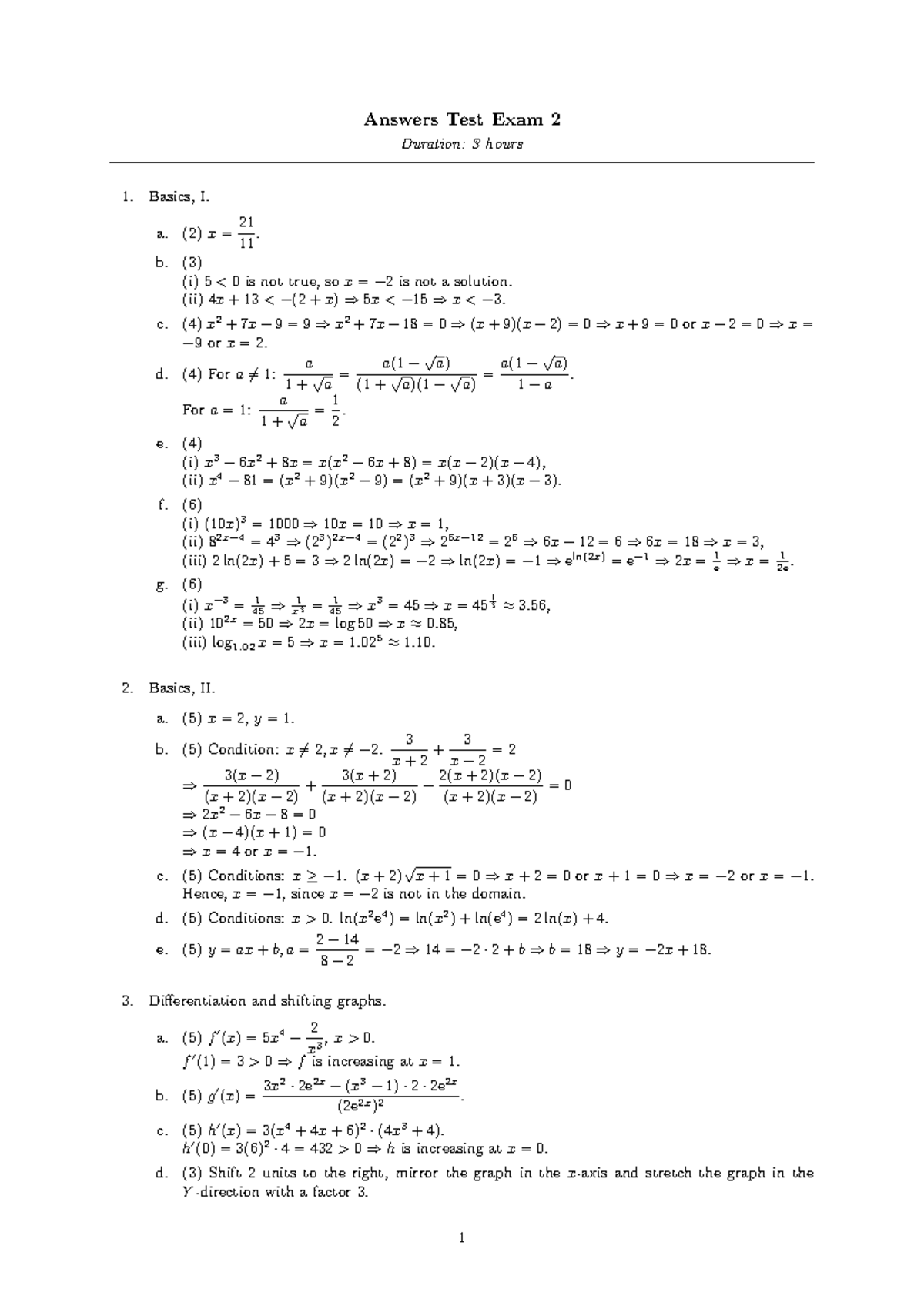 Test Exam 2 Answers - Detailed Solutions and Explanations - Studeersnel