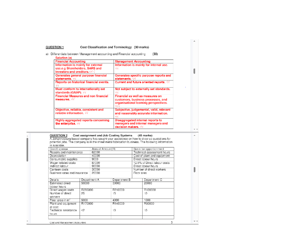 Cost and Management Accounting Past Exam Papers - Studocu