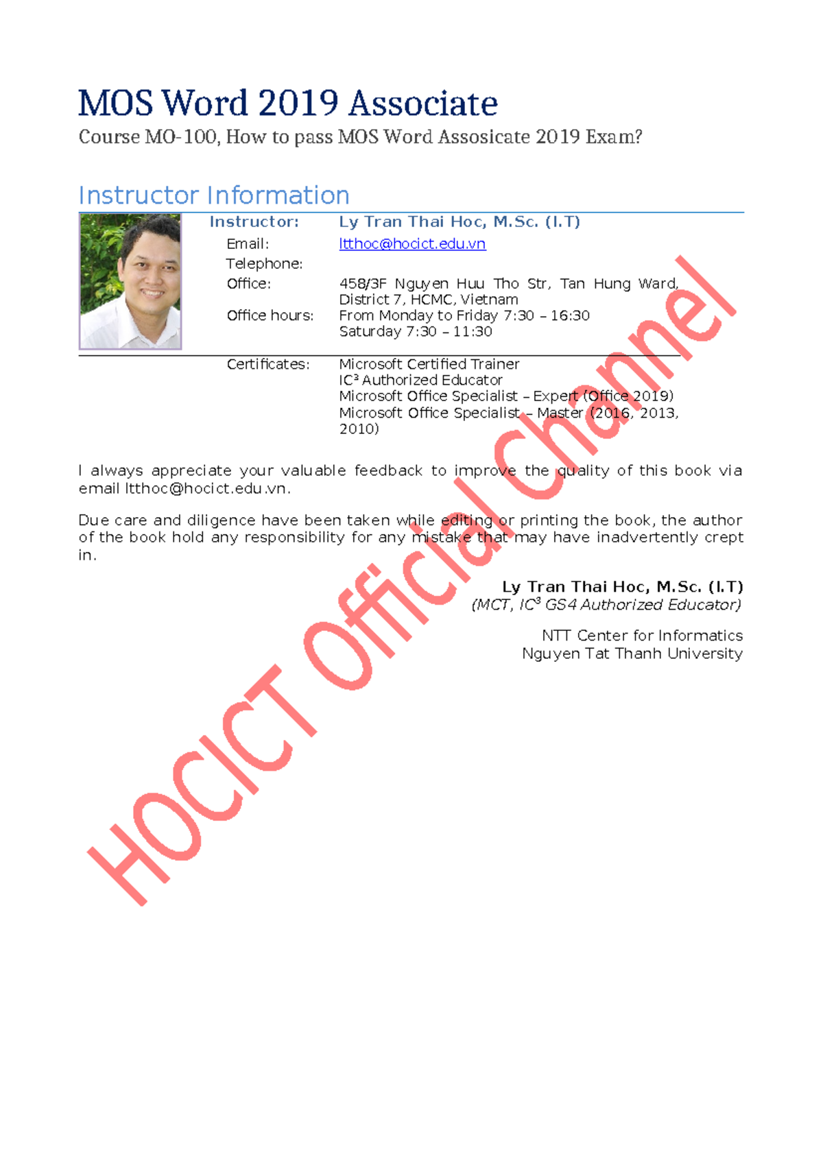 MOS Word 2019 Associate Course: Exam Preparation Guide - Studocu