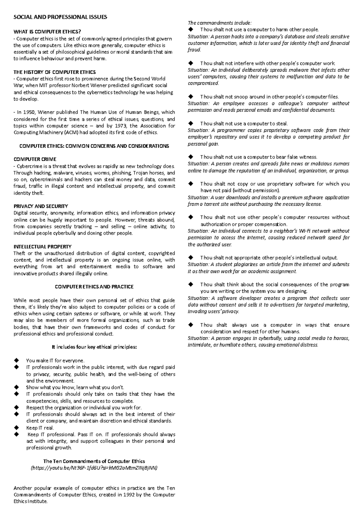 Social and Professional Issues in Computing: Lesson 1 Overview - Studocu