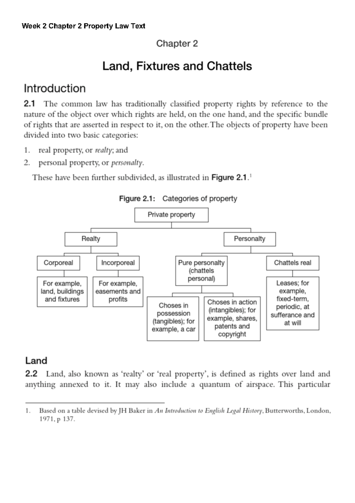 Week 2 Chapter 2 Property Law Text - LLB2220 - Week 2 Chapter 2 ...