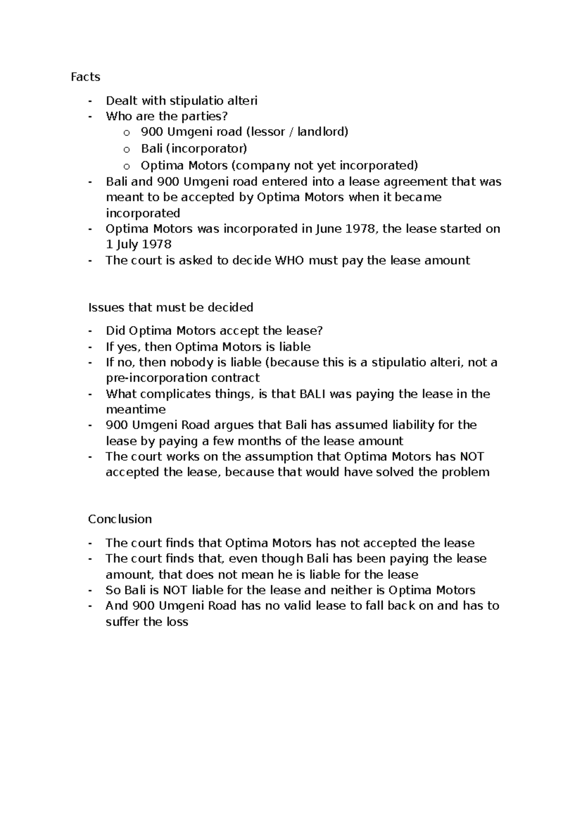 900 Umgeni - Summary of Stipulatio Alteri in Company Law - Studocu
