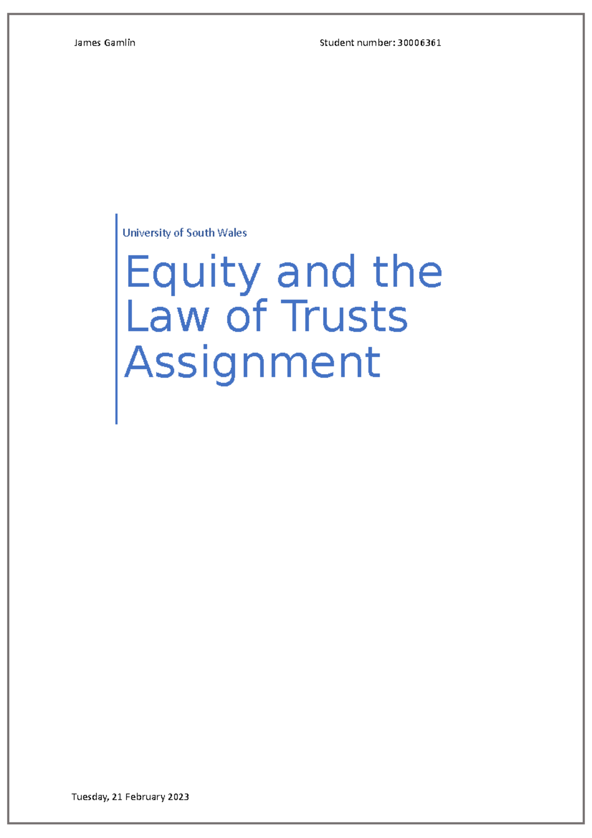 Equity and Trusts: Critical Analysis of Law Fusion - Assignment ...