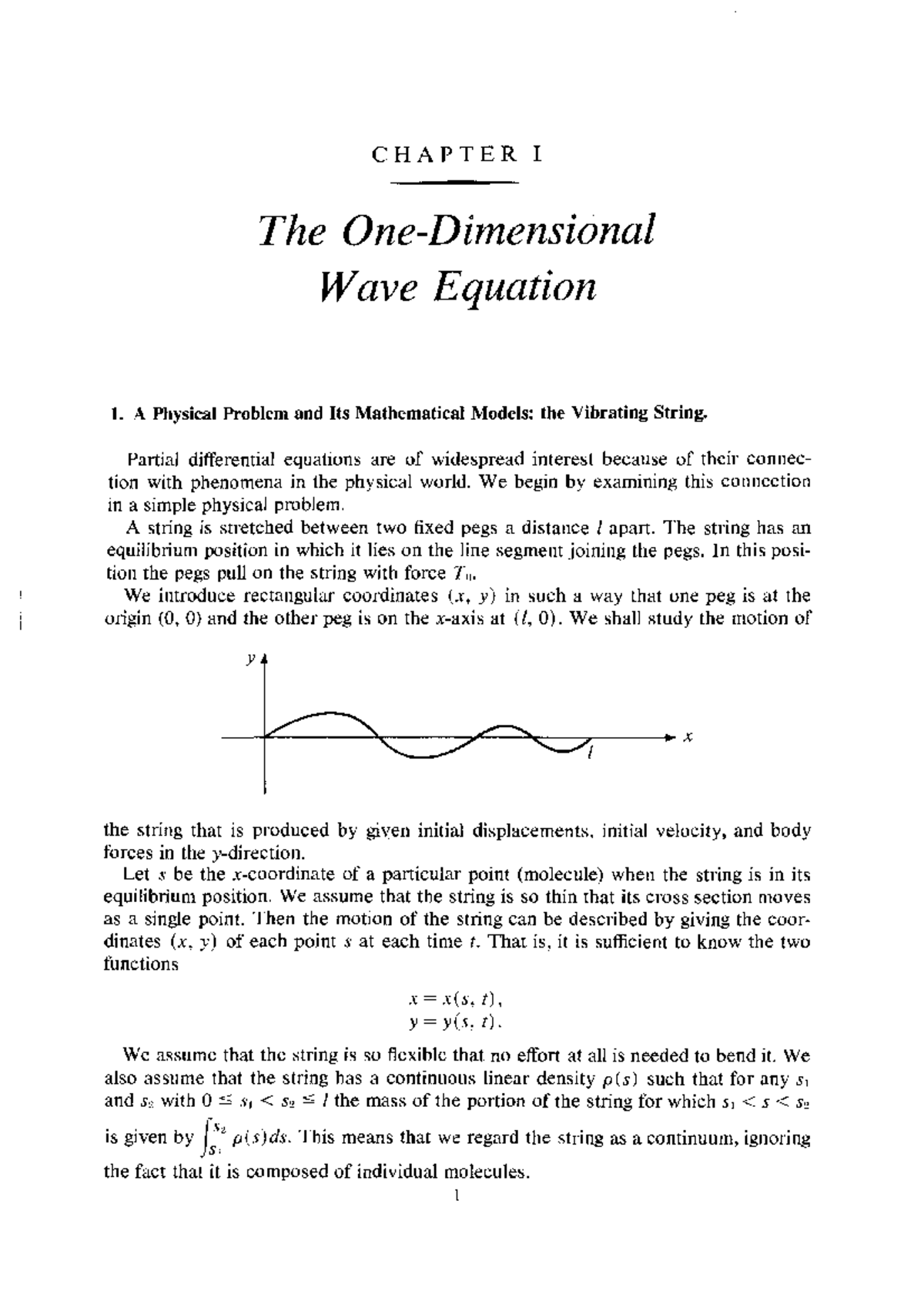 CHAPTER I: The Wave Equation - Vibrating String Analysis - Studocu