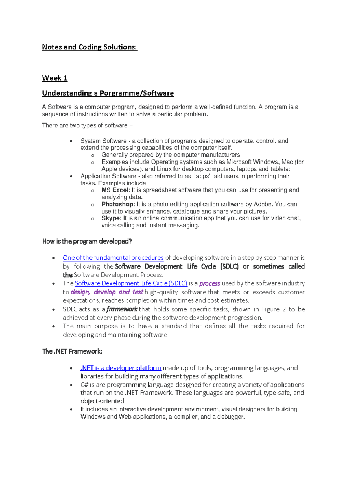**INF1003F Lecture Notes: Software Development & Programming Concepts ...