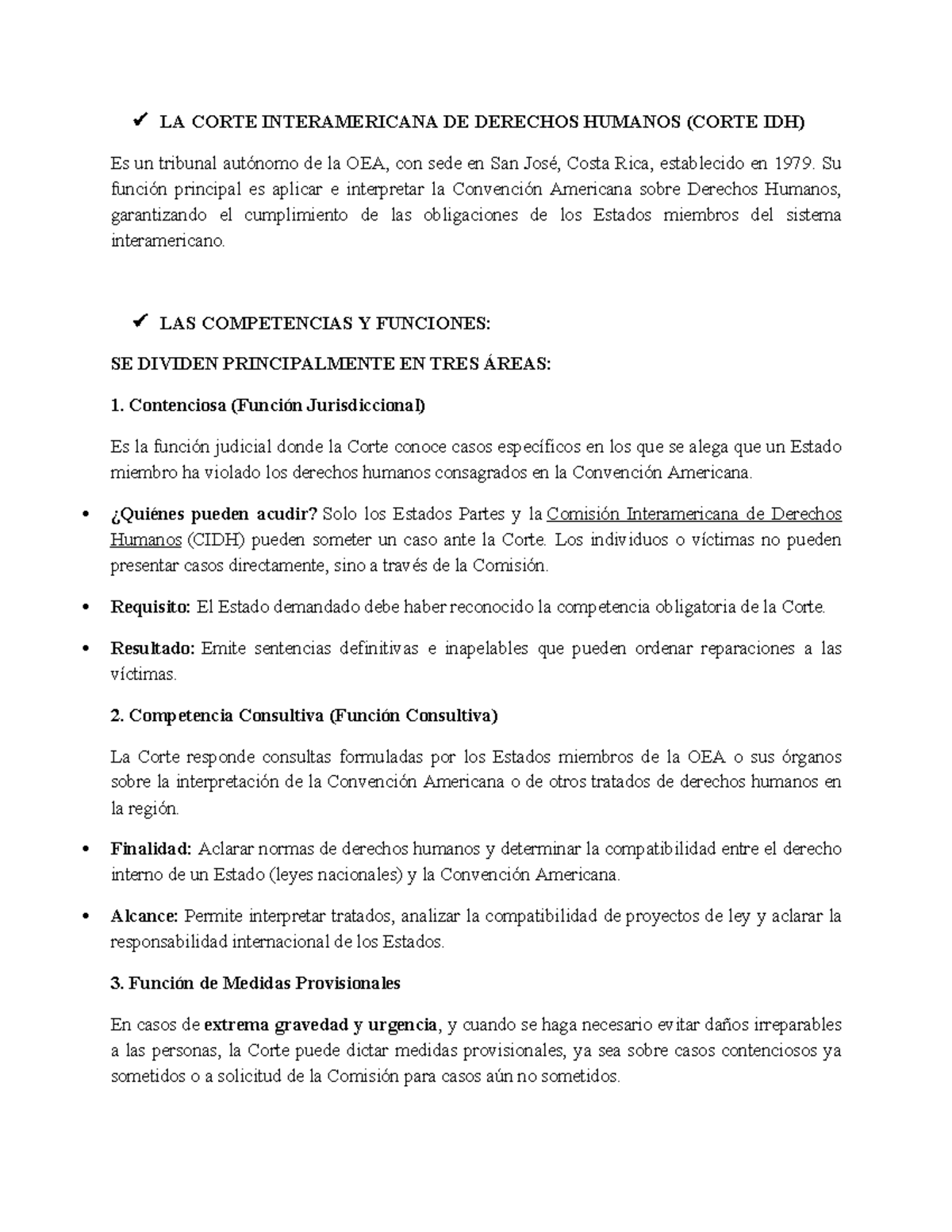 LA CORTE INTERAMERICANA DE DERECHOS HUMANOS: FUNCIONES Y COMPETENCIAS ...