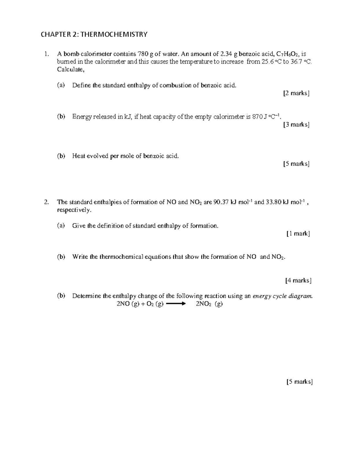 CHAPTER 2: THERMOCHEMISTRY - Enthalpy Calculations and Reactions - Studocu