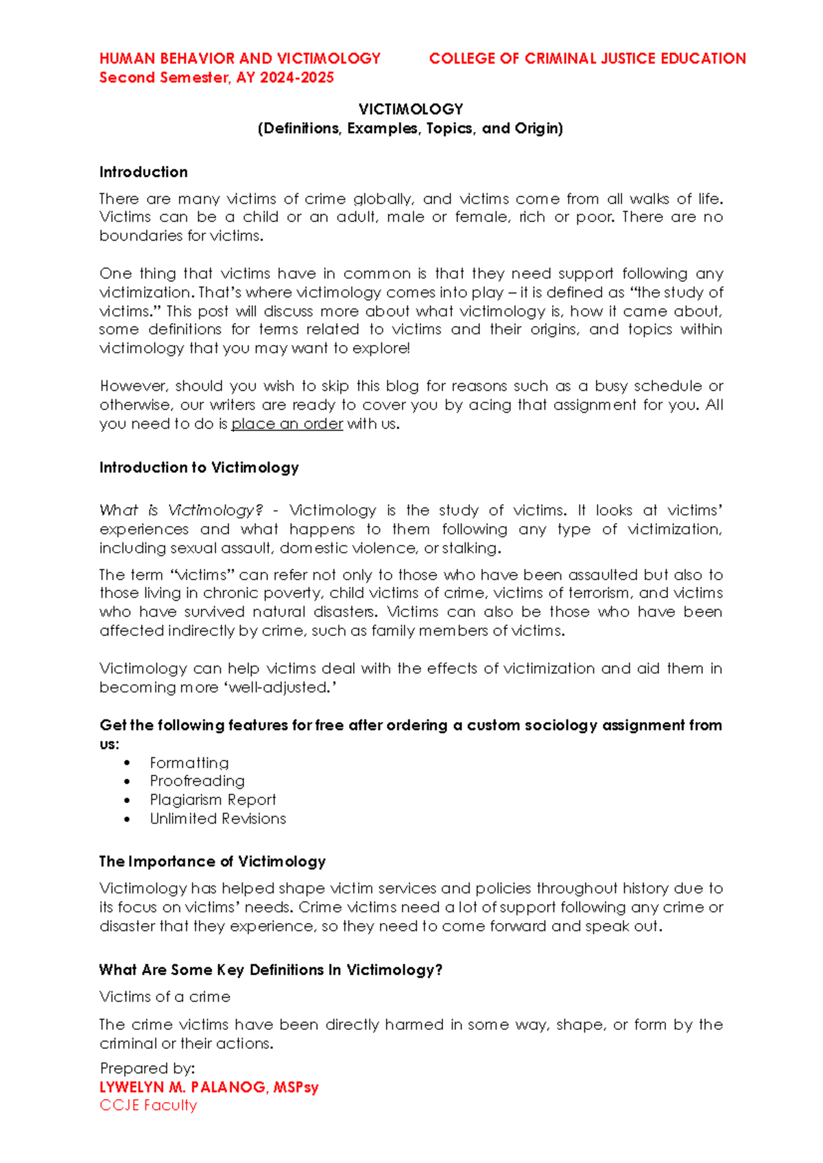 Victimology-Notes - This is intended for educational purposes only ...