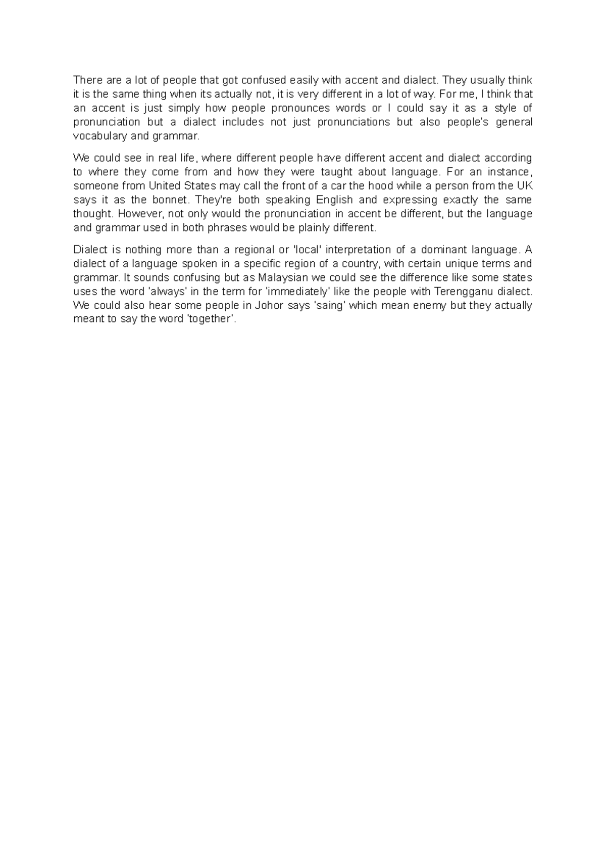 Essay on Dialect vs Accent: Key Differences Explained - Studocu