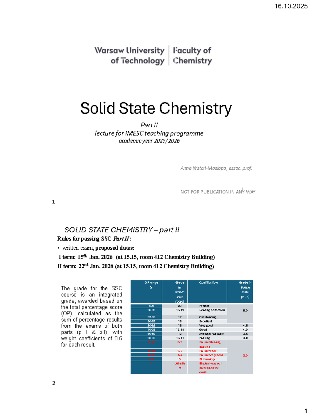 Solid State Chemistry Part II Lecture Notes 2025/2026 - Studocu