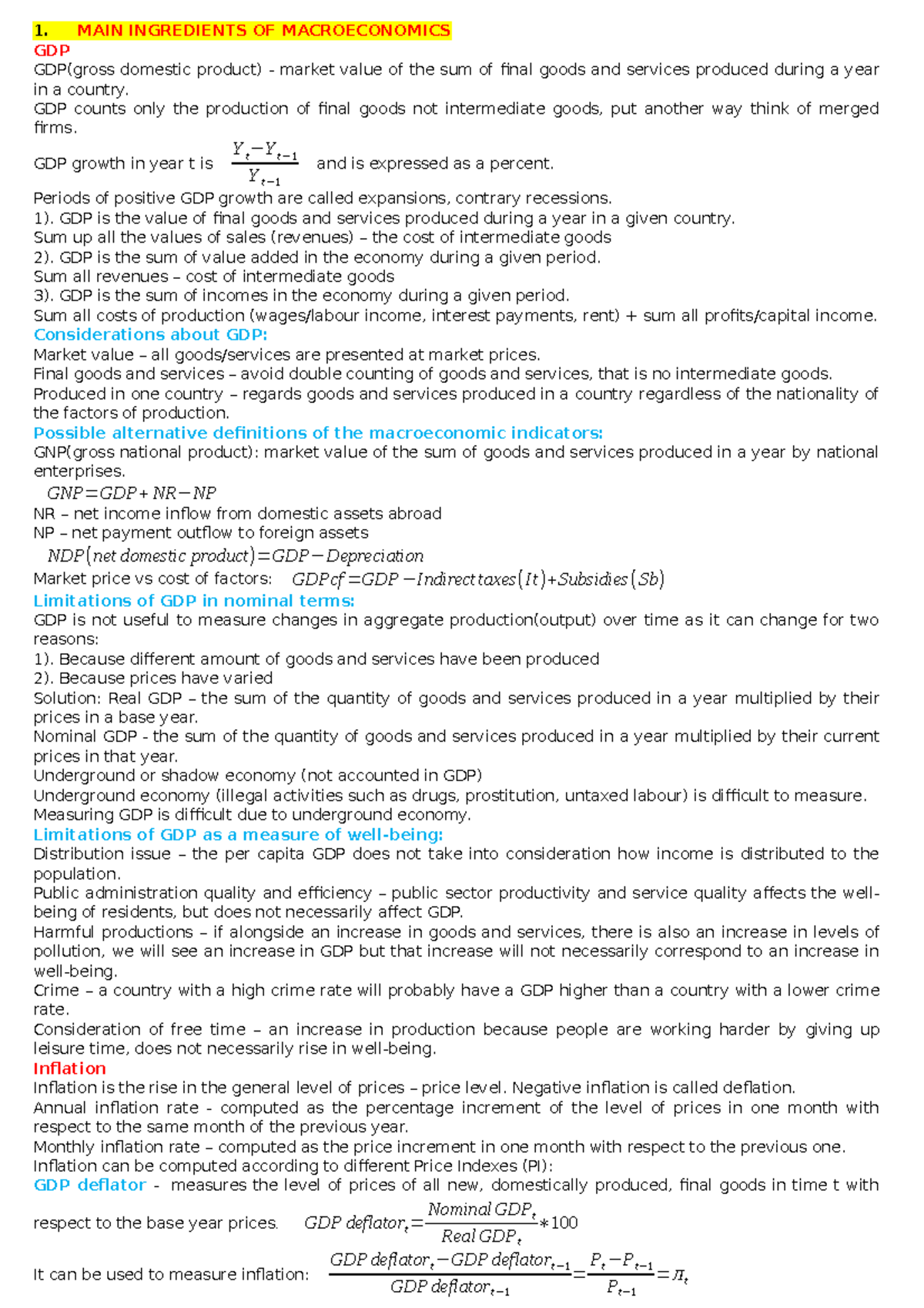 Macroeconomics Overview: Key Concepts of GDP and Inflation Mechanics ...