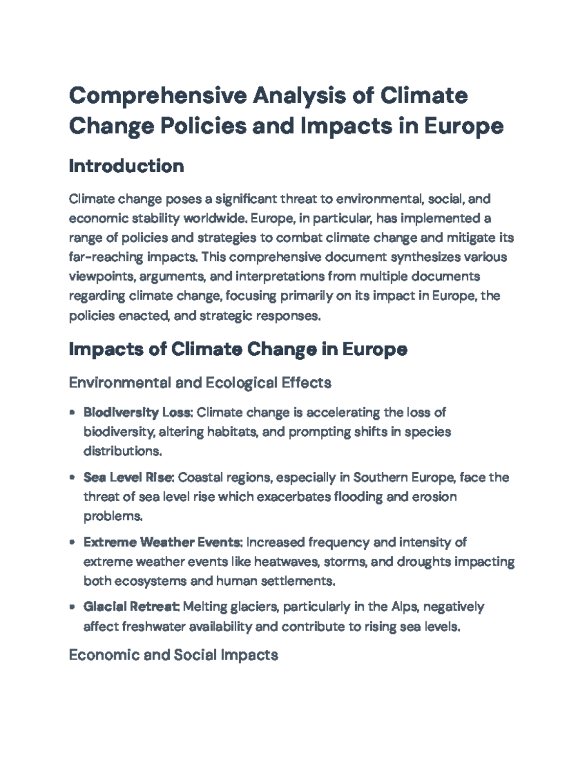 Comprehensive Overview of Climate Change Policies in Europe ...