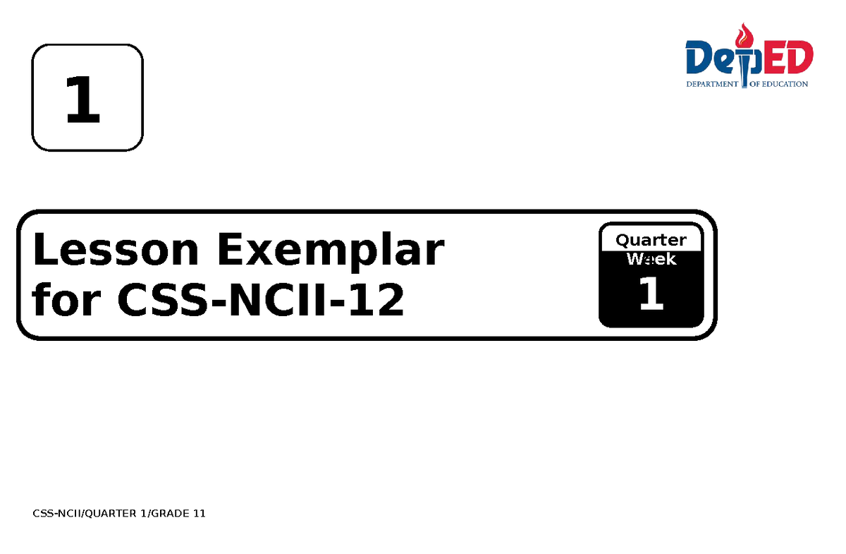 Lesson Exemplar for CSS NC II: Quarter 1, Week 4 Overview - Studocu