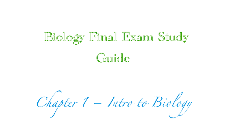 Biology Final Exam Study Guide: Key Concepts from Chapters 1-6 - Studocu