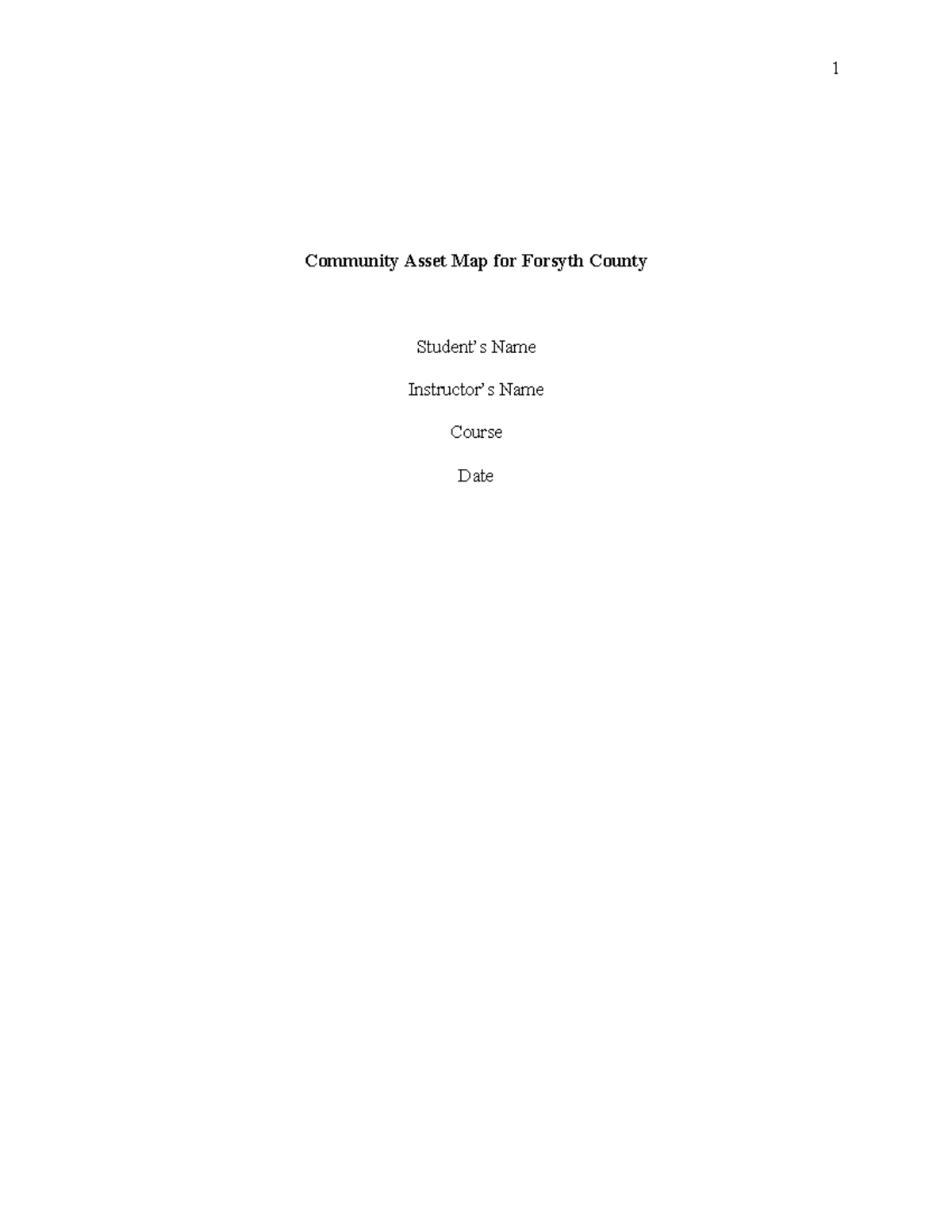 Community Asset Map: Forsyth County Overview and Analysis - Studocu