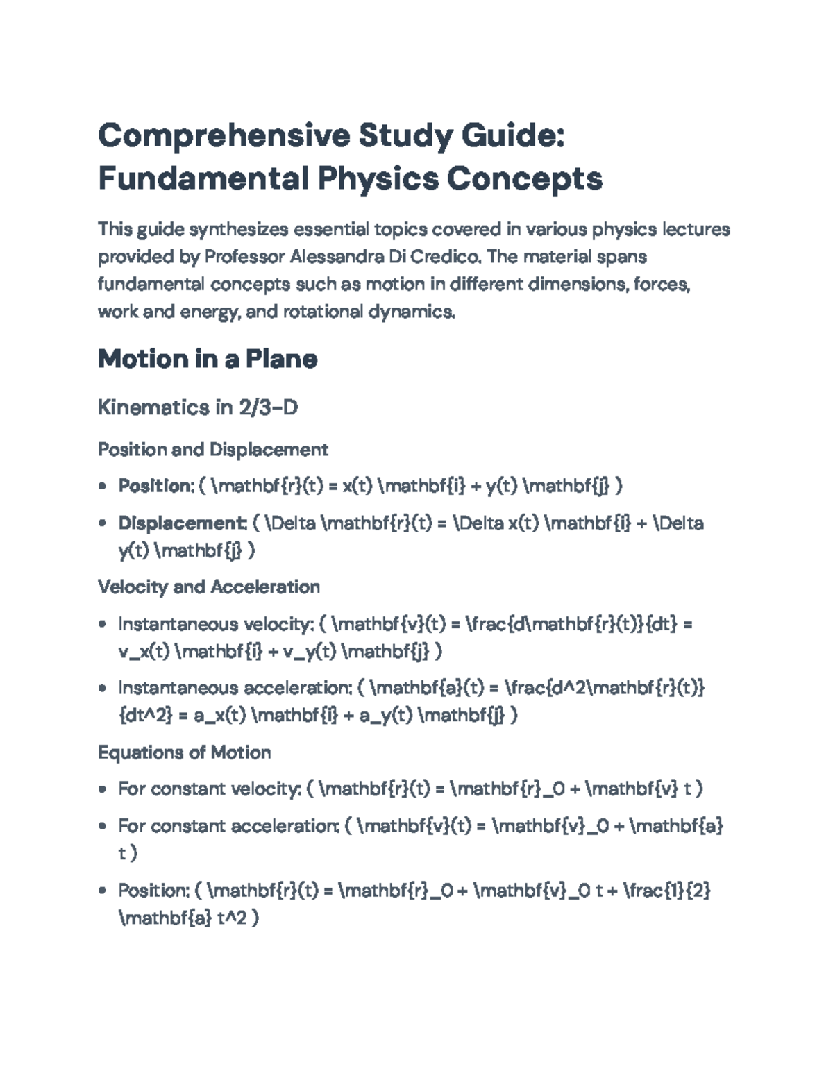 Comprehensive Study Guide: Fundamental Physics Concepts 2023 ...