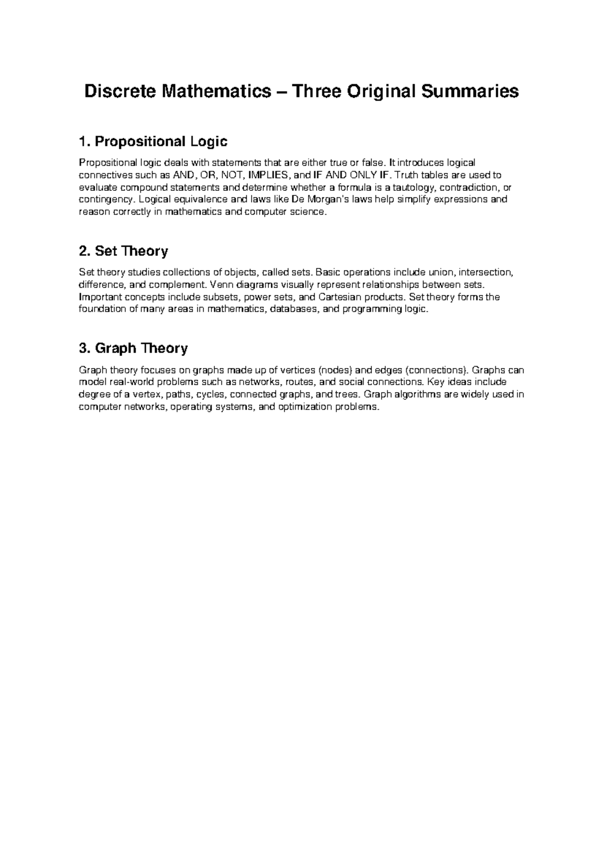 Discrete Mathematics (DM101) Vol-1: Key Concepts & Summaries - Studocu