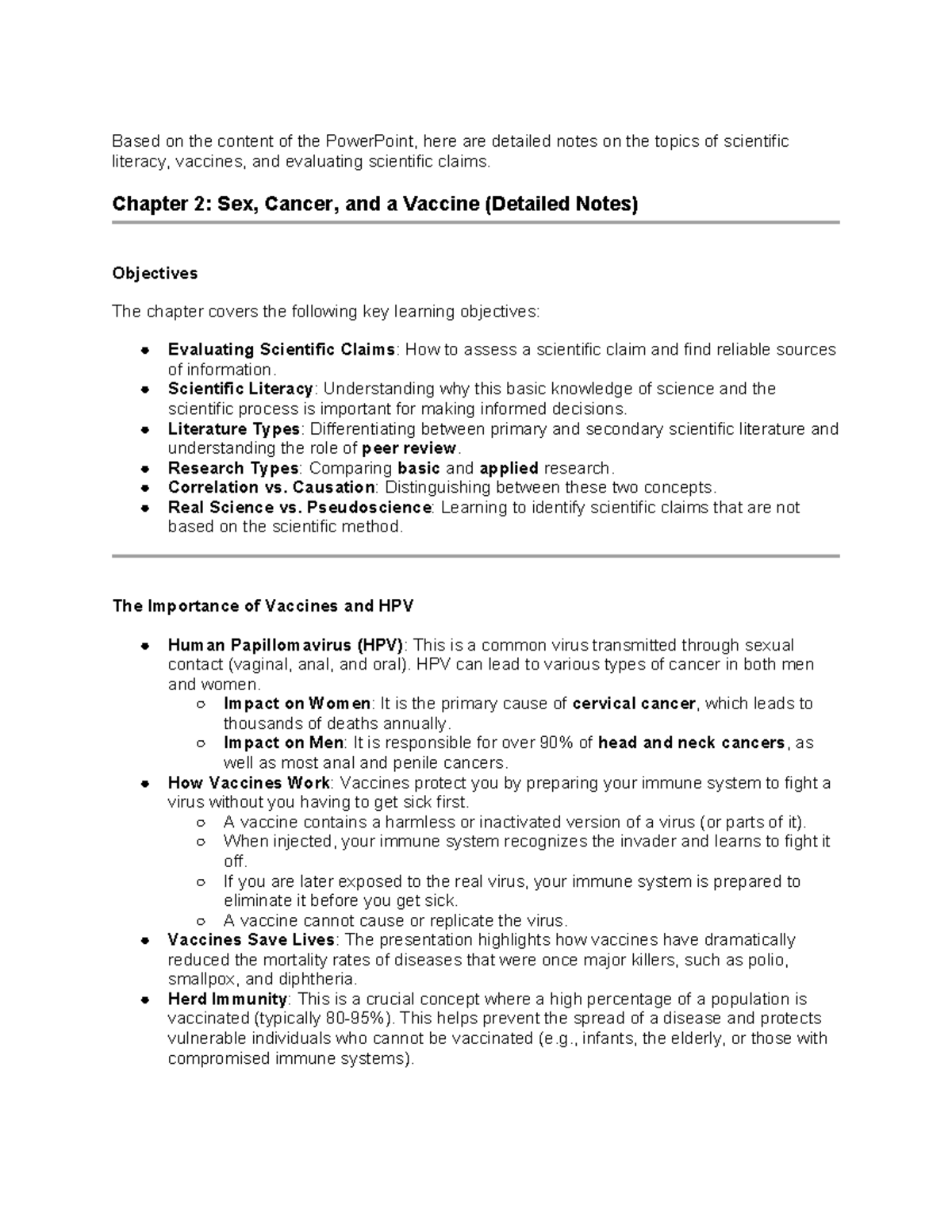 Chapter 2: Evaluating Scientific Claims & Vaccines (Detailed Notes ...