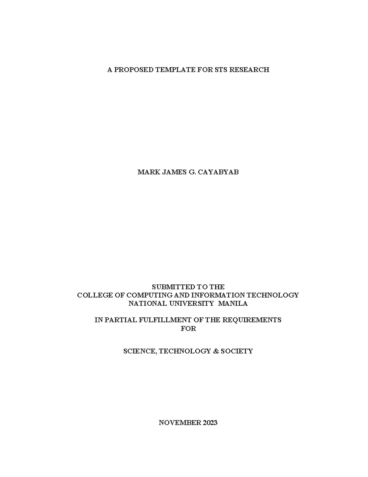 Proposed Template for STS Research (CCIT 2023) - Studocu