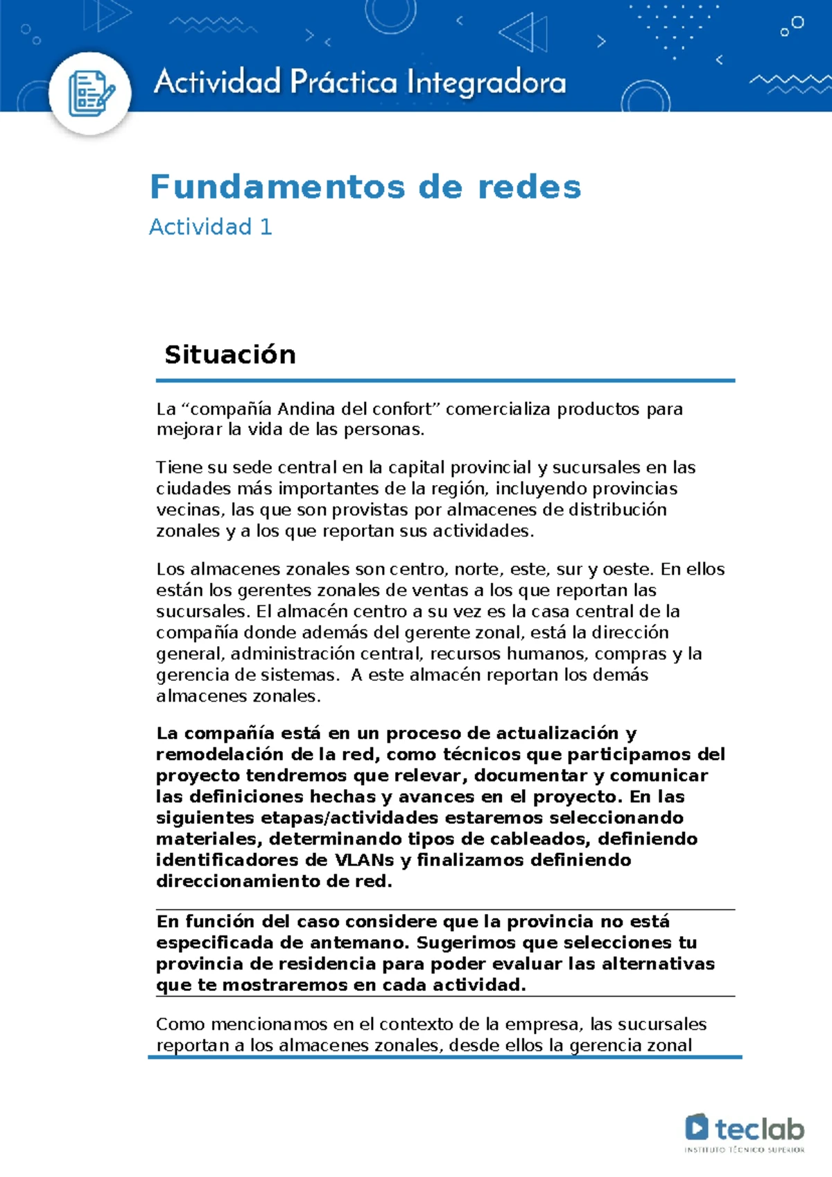 API N° 3 Fundamentos de Redes: Asignación y Diagrama de VLANS - Studocu