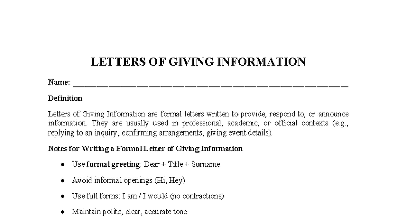 Formal Letter Writing: Definition & Guidelines - Studocu