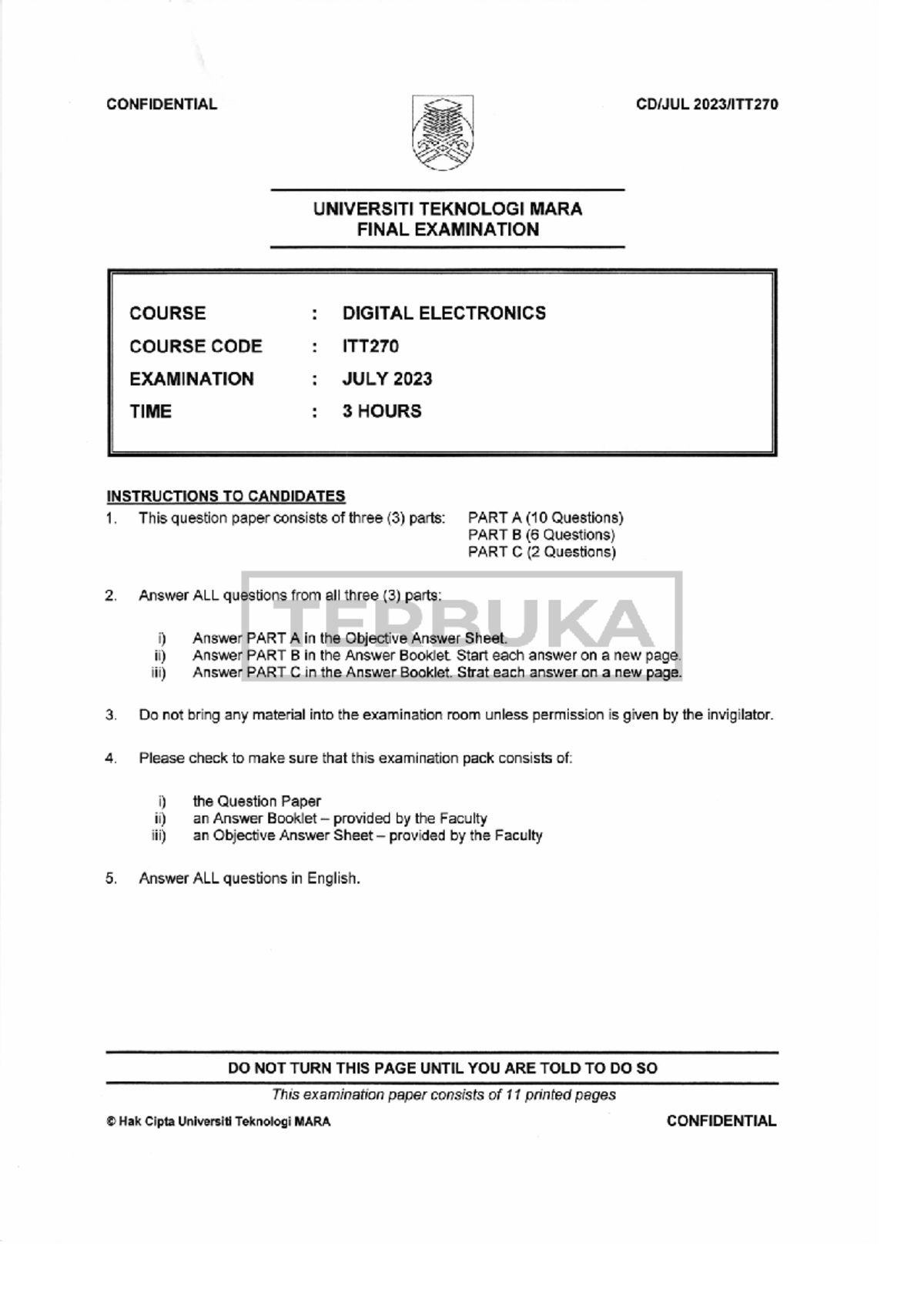ITT270 - Digital Electronics Final Exam July 2023 - Studocu