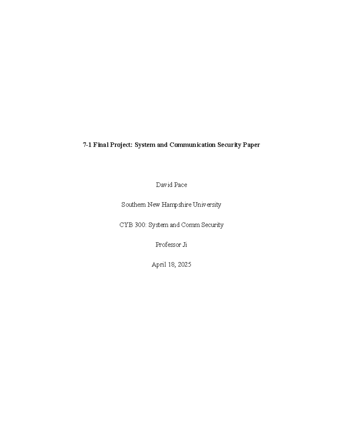 CYB 300 Module 7 Final Project: System & Communication Security - Studocu