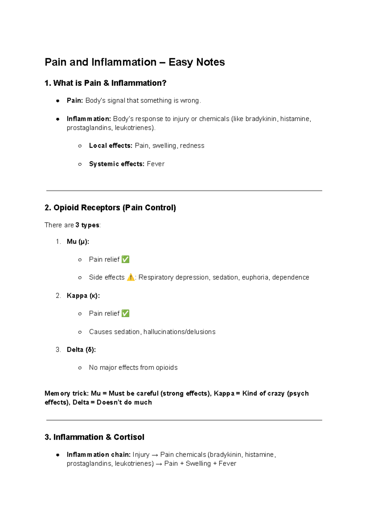 ATI Notes: Pain and Inflammation Overview and Nursing Considerations ...