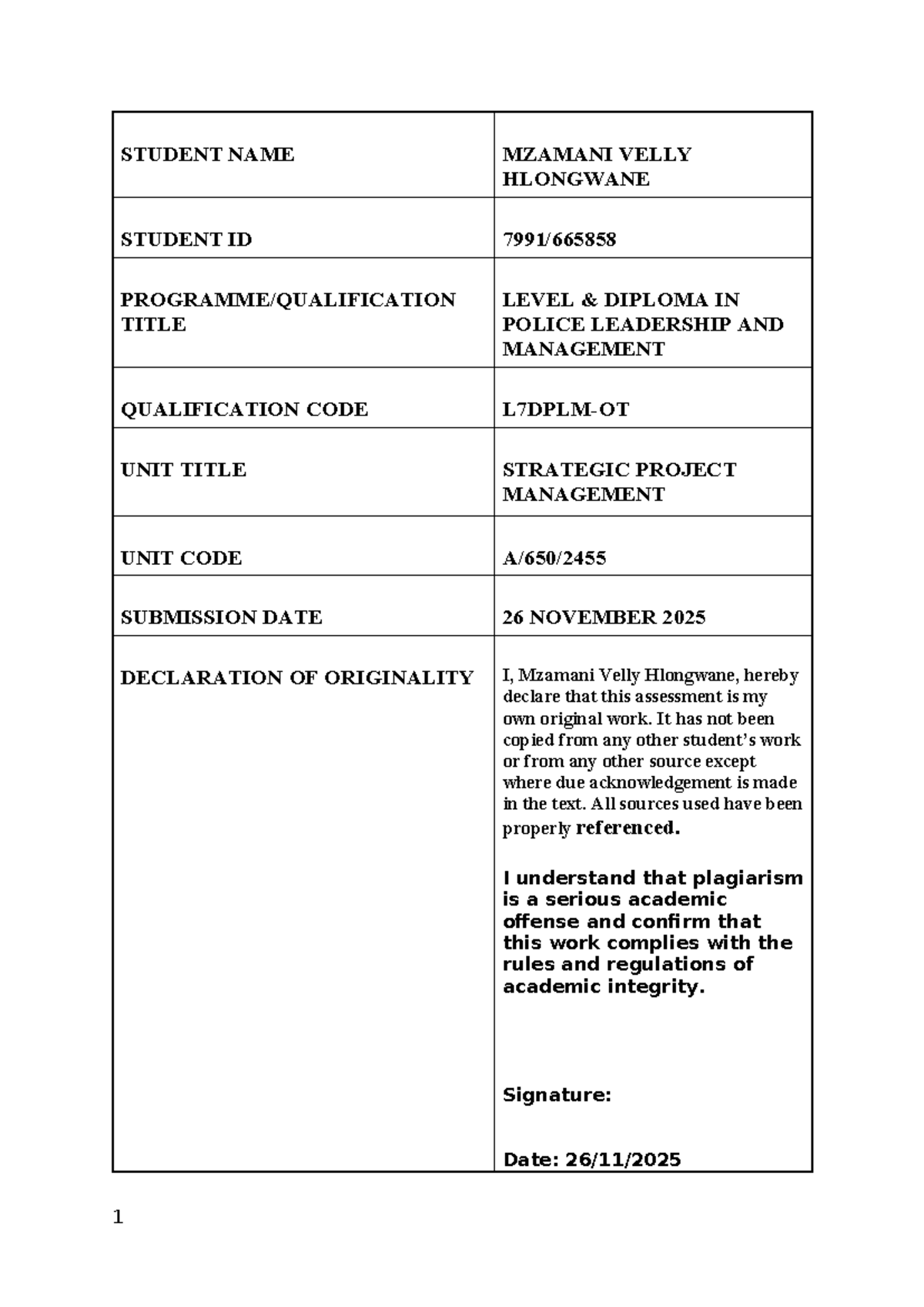 UNIT 4: Strategic Project Management - Diploma in Police Leadership ...