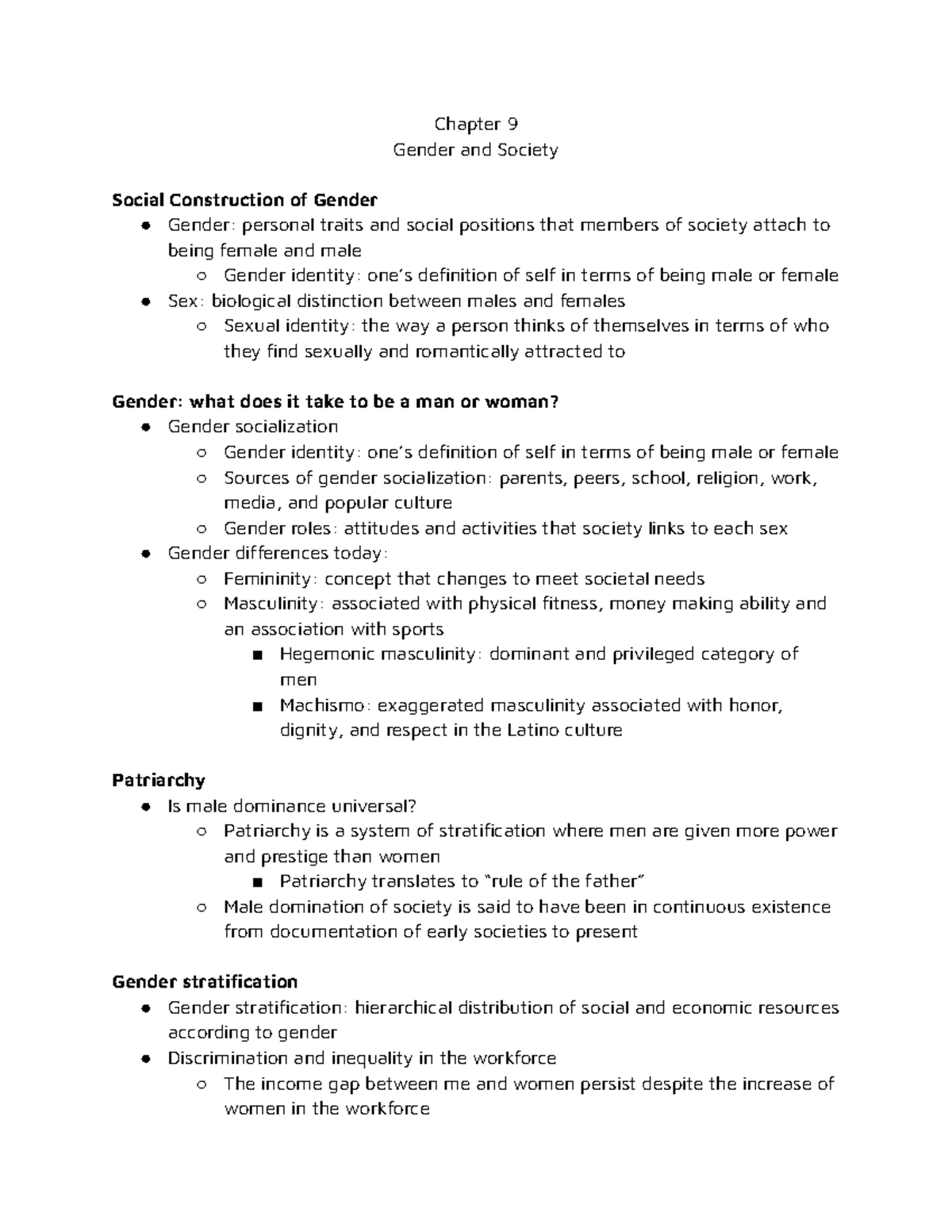 Soc 280 Chapter 9 Gender and Society Notes - Studocu