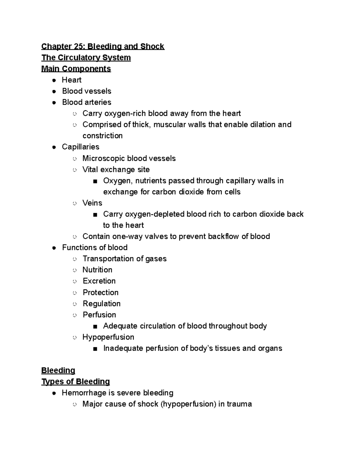 Chapter 25: Bleeding and Shock in the Circulatory System - Studocu