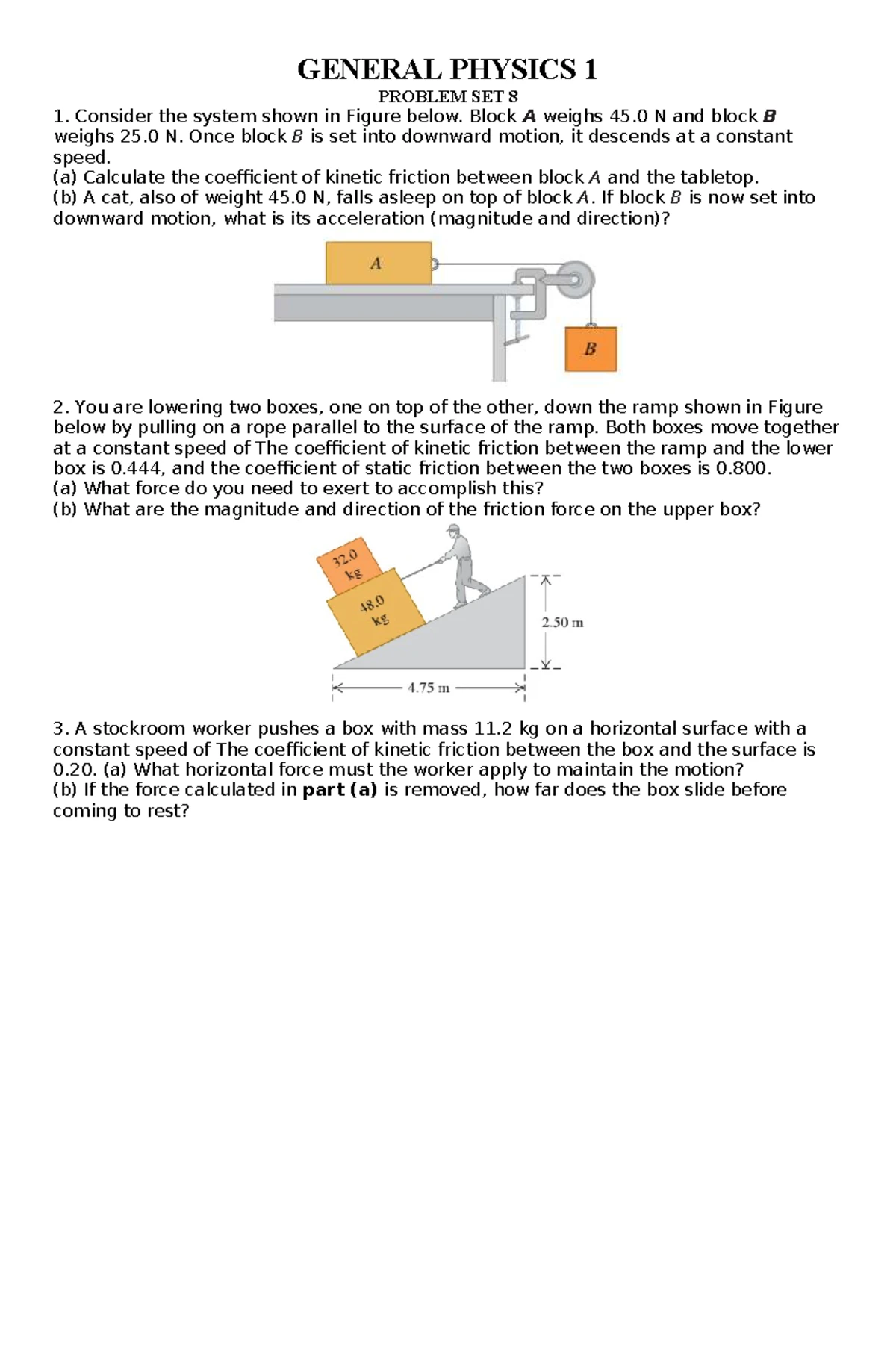Problem Set 4: Motion Along Horizontal Line (PHYS 101) - Studocu