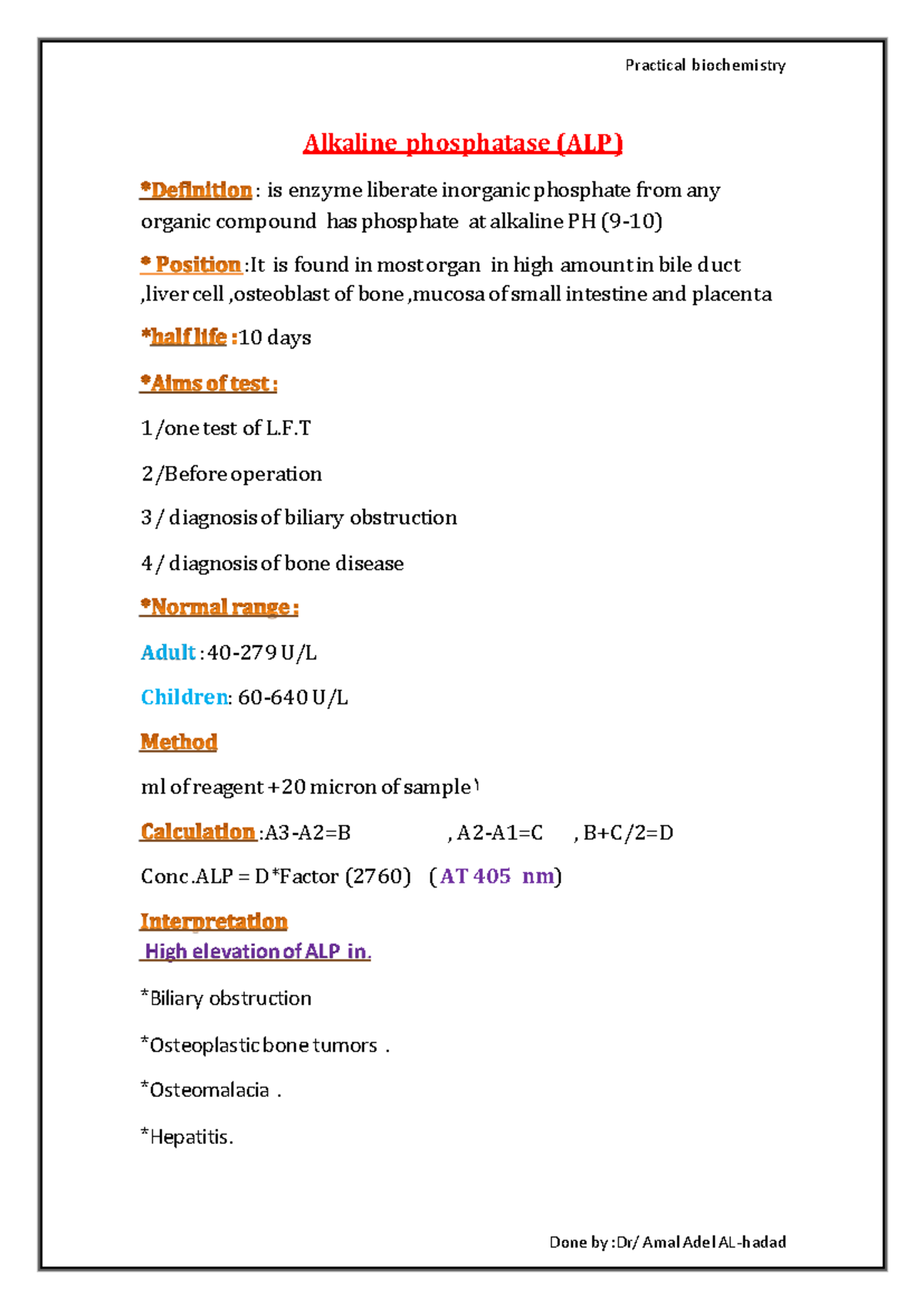 Practical Biochemistry: Liver Function Test on ALP & GGT - Studocu