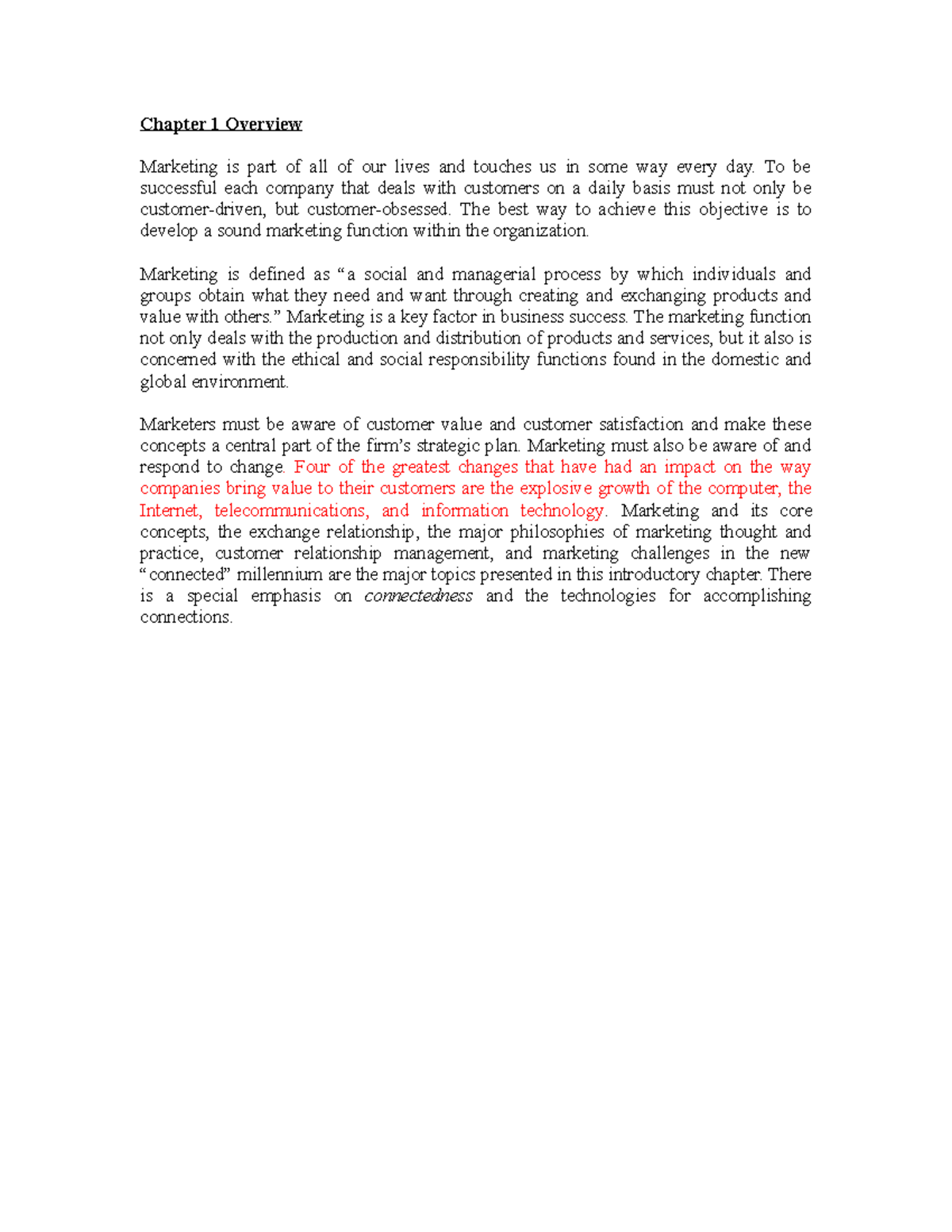 Marketing Fundamentals: Chapter 1 Overview and Key Concepts - Studocu