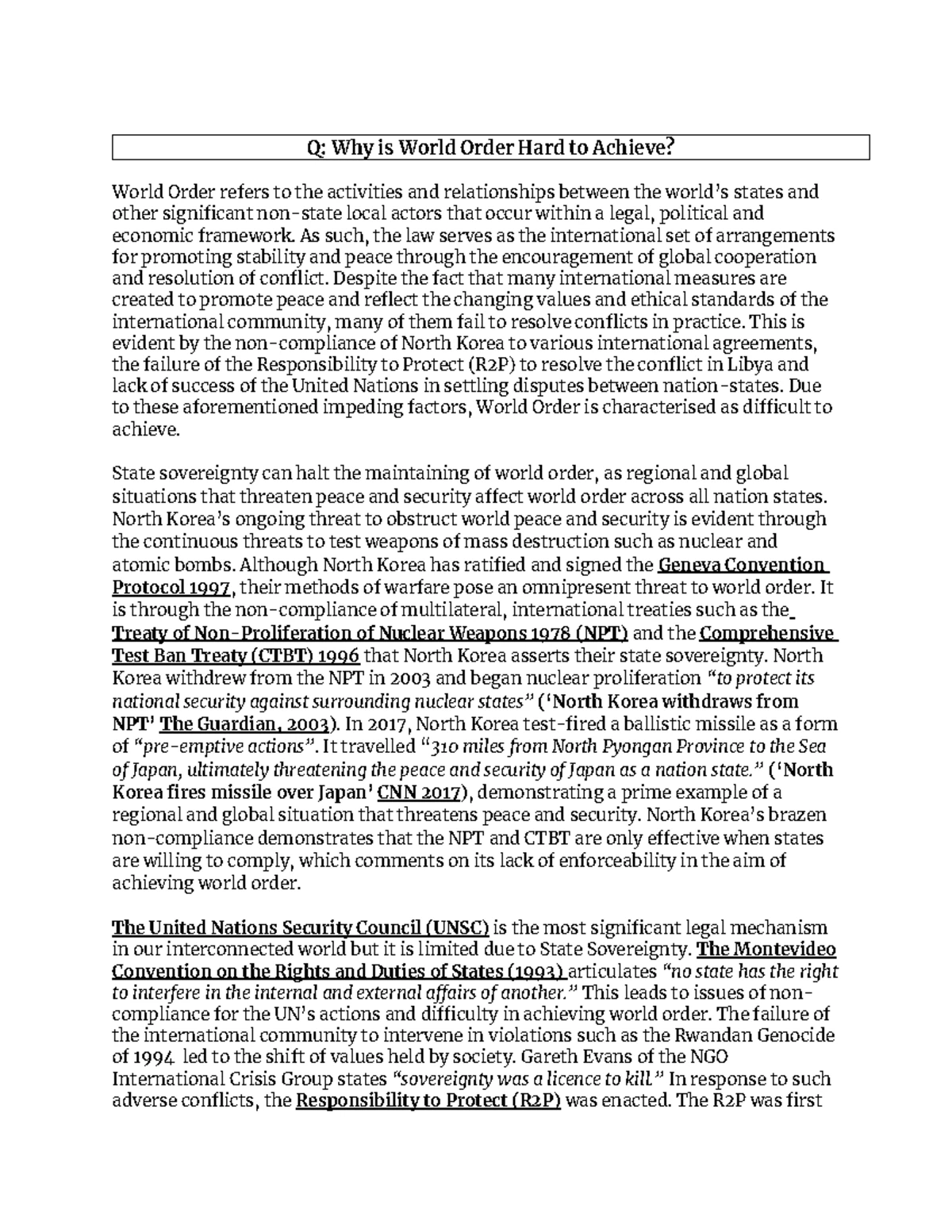 HSC LEGAL STUDIES TASK 3 - WORLD ORDER MEDIA FILE Analysis - Studocu