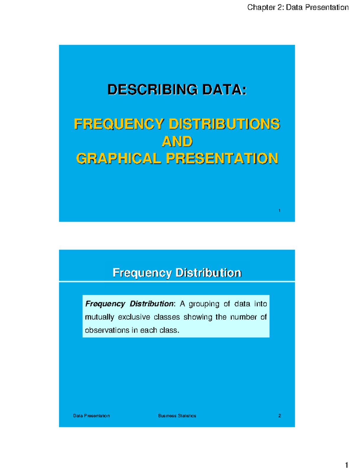 Chapter 2: Data Presentation - Frequency Distributions & Graphs in ...