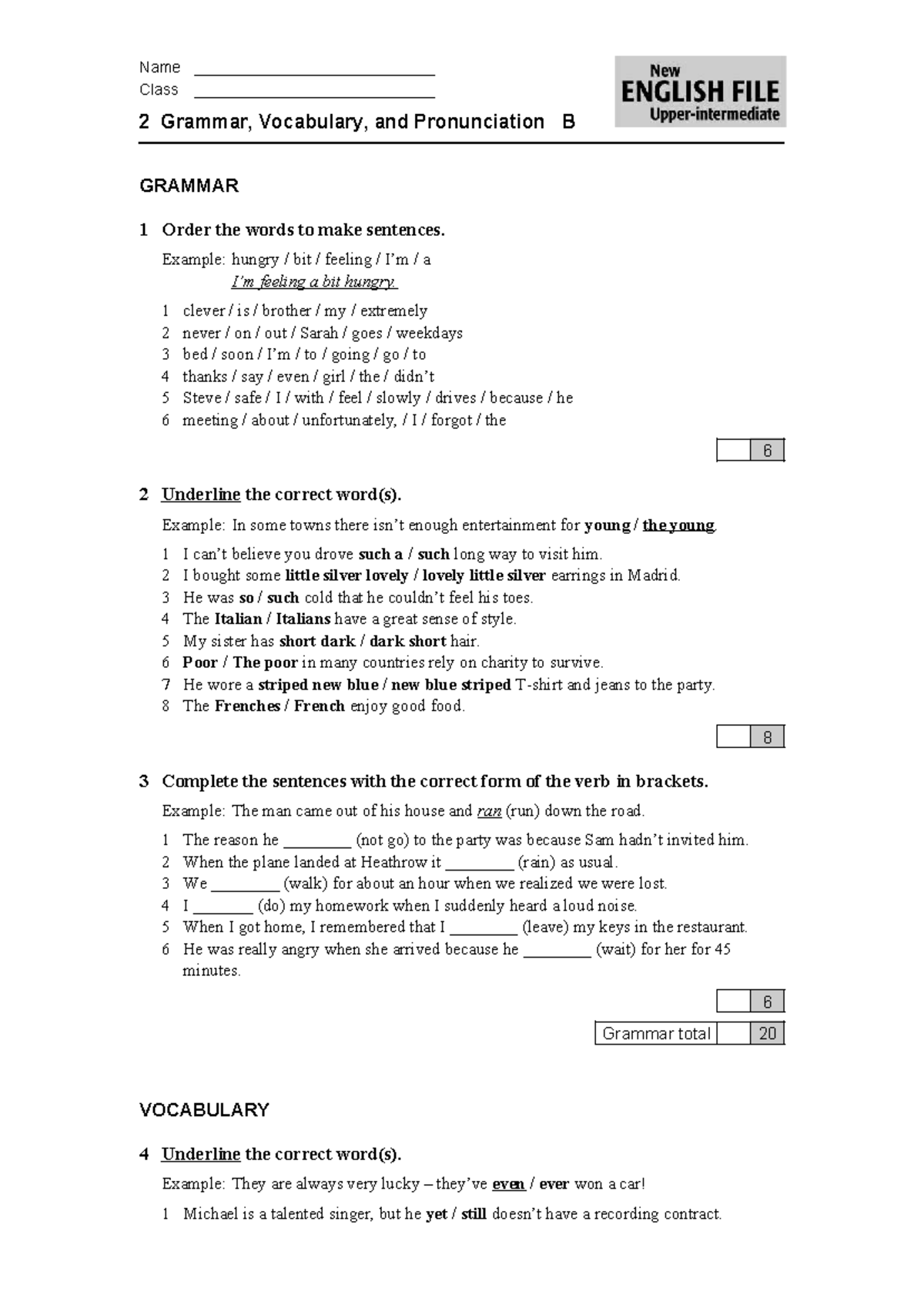 Nef upper filetest 2b - practice test - Class ...