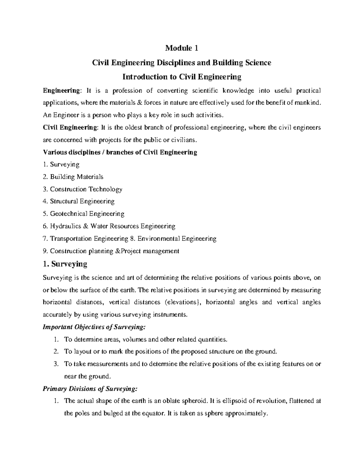 (ICE) Module 1: Introduction to Civil Engineering Disciplines - Studocu