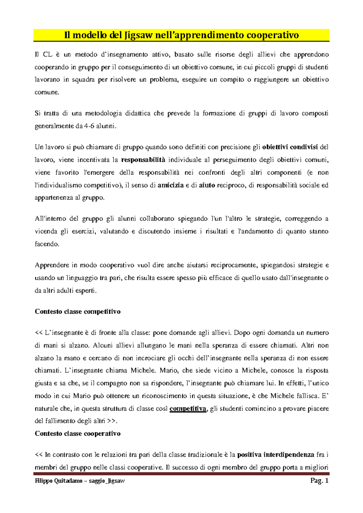 Jigsaw - appunti per preparare concorso ordinario a046 - Il modello del ...
