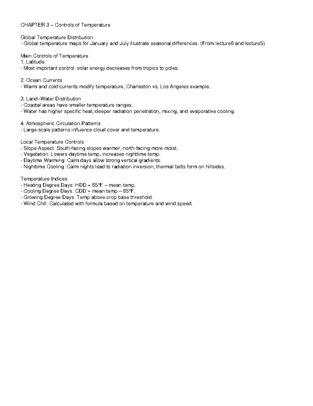 Chapter 3 Study Guide: Controls of Temperature Distribution - Studocu