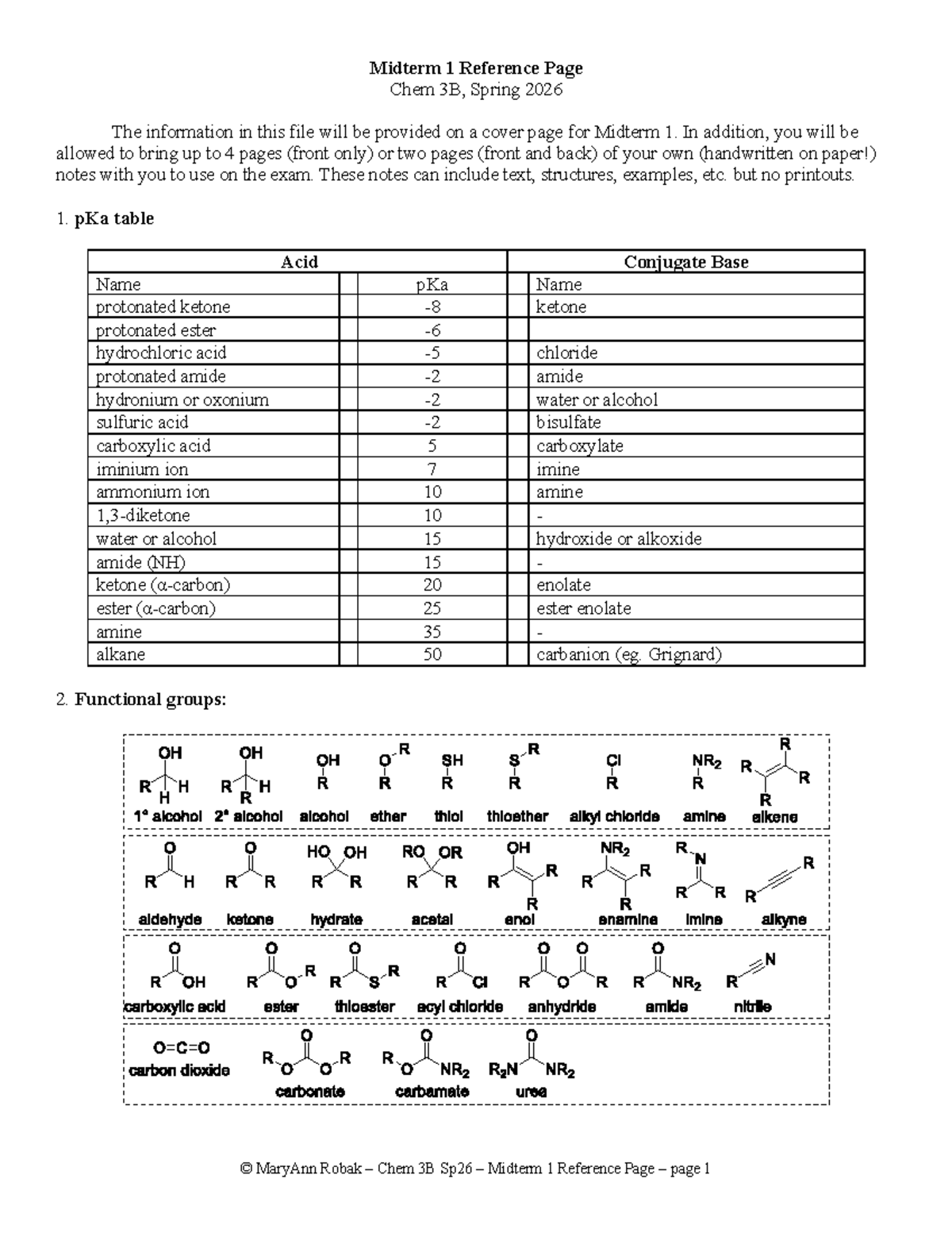 Midterm 1 Reference Notes for Chem 3B, Spring 2026 - Studocu
