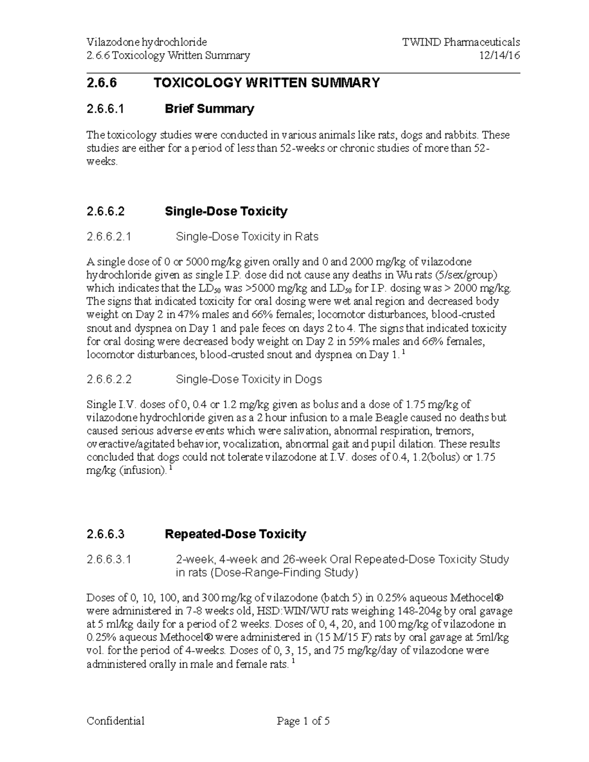 266 Toxicology Summary: Key Findings and Insights on Animal Studies ...