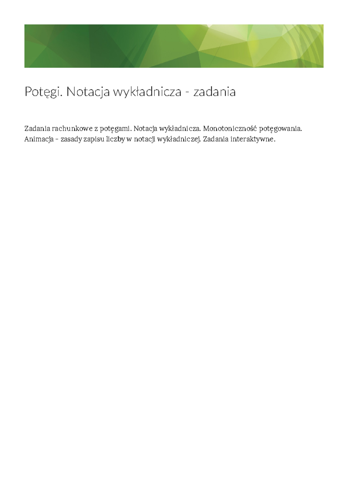 Potęgi i Notacja Wykładnicza: Zadania i Ćwiczenia z Kodu Matematycznego